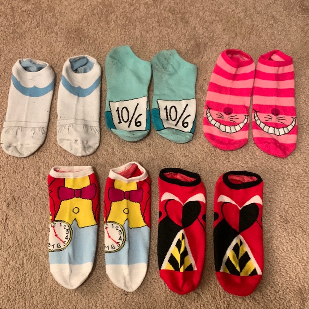 Disney Alice in Wonderland 5 pack Short Socks